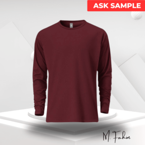 Mens Premium Blank Full Sleeve T-Shirt - Redwine